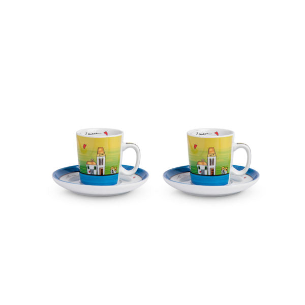 Set 2 tazzine caffè Le Casette Blu