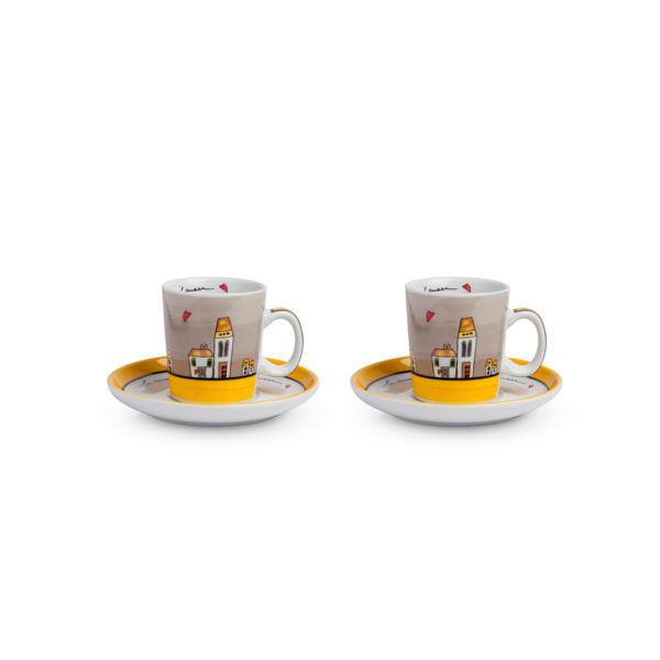 Set 2 tazzine caffè Le Casette Giallo