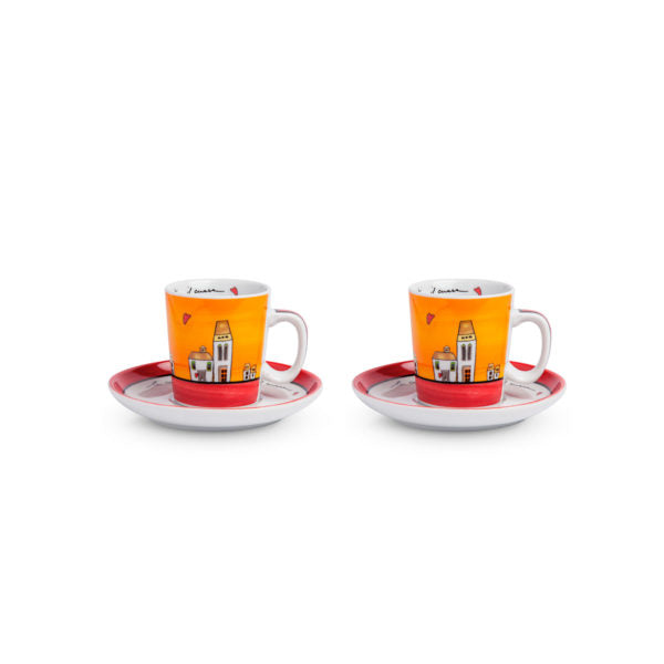 Set 2 tazzine caffè Le Casette Rosso