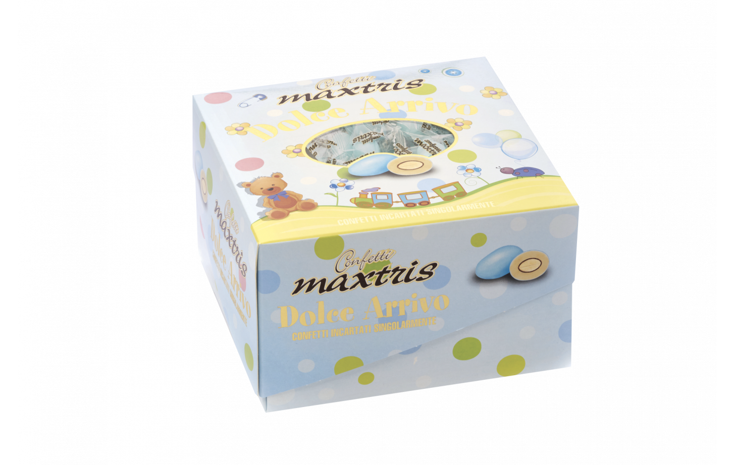 Confetti Dolce Arrivo Ciocomandorla Azzurro - vassoio 500gr